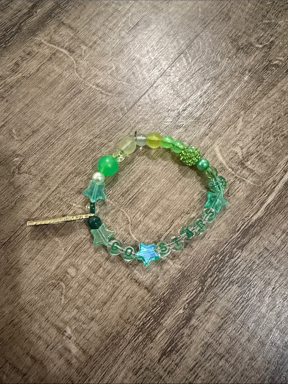 Green Beaded Go Stars (Dallas Stars) with Star Charms bracelet